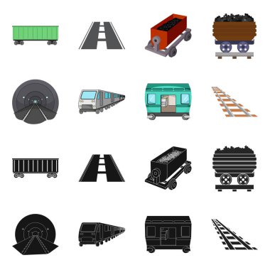 Tren ve tren logo vektör Illustration. Hisse senedi için demiryolu ve yol vektör simge kümesi.
