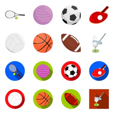Topu ve futbol sembolü yalıtılmış nesne. Hisse senedi için topu ve basketbol vektör simge kümesi.