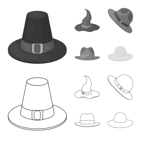 Objet isolé de chapeau et chapeau signe. Ensemble de chapeau et modèle stock symbole pour le web . — Image vectorielle