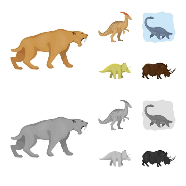Vector ontwerp van dierlijke en karakter logo. Set van dier en oude vector pictogram voor voorraad. — Stockvector