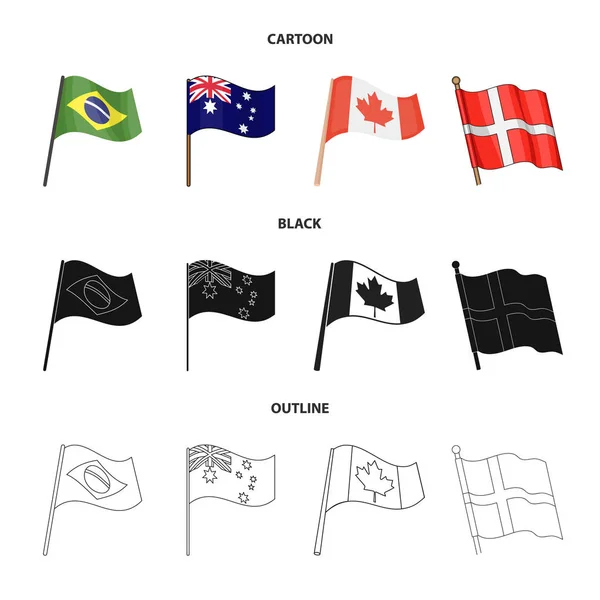 Diseño vectorial del mundo y signo de la bandera. Conjunto de mundo y cinta símbolo de stock para la web . — Vector de stock
