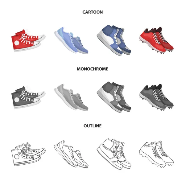 Illustration vectorielle de la chaussure et icône du sport. Ensemble d'illustration vectorielle de chaussures et de matériel de fitness . — Image vectorielle