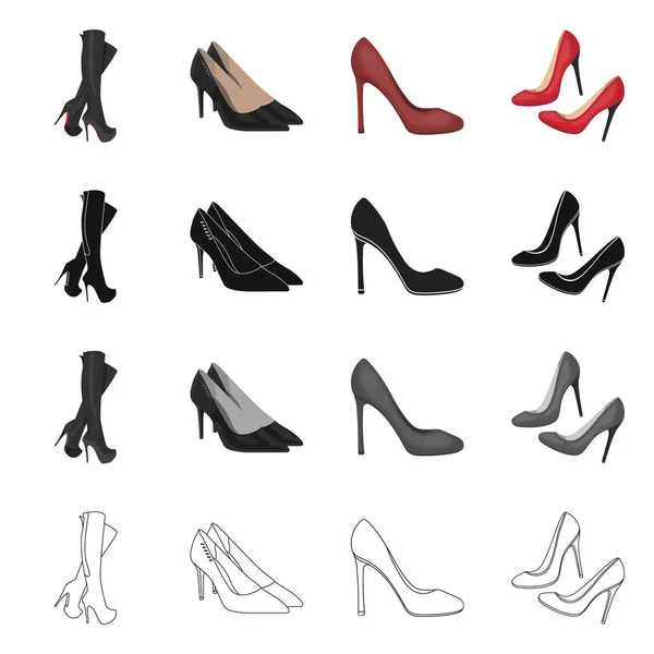 Vektor desain tumit dan logo tinggi. Kumpulan dari heel dan stiletto simbol stok untuk web . - Stok Vektor