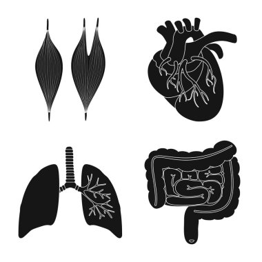 Araştırma ve laboratuvar logosu vektör illüstrasyon. Web için araştırma ve organ stok sembolü koleksiyonu.