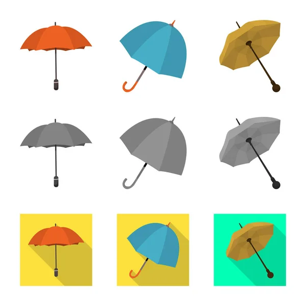 Vectorillustratie van bescherming en gesloten pictogram. Set van bescherming en regenachtige voorraad vectorillustratie. — Stockvector