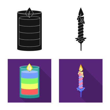 Gevşeme ve alev simge vektör Illustration. Gevşeme ve hisse senedi için balmumu vektör simge kümesi.