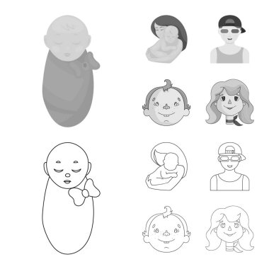 Kız ve erkek işareti izole nesne. Kız ve okul stok vektör illüstrasyon seti.