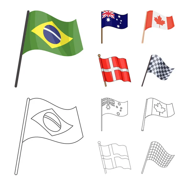 Objeto aislado del mundo y signo de la bandera. Conjunto de ilustración de vector de stock de mundo y cinta . — Vector de stock