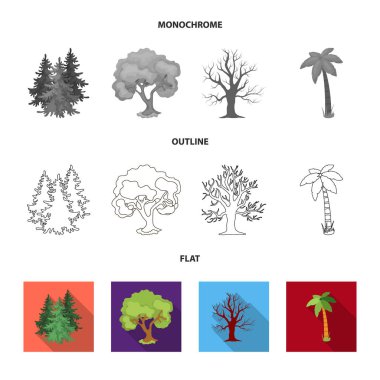 Ağaç ve orman logo vektör Illustration. Ağaç ve yeşil vektör simgesini hissenin koleksiyonu.