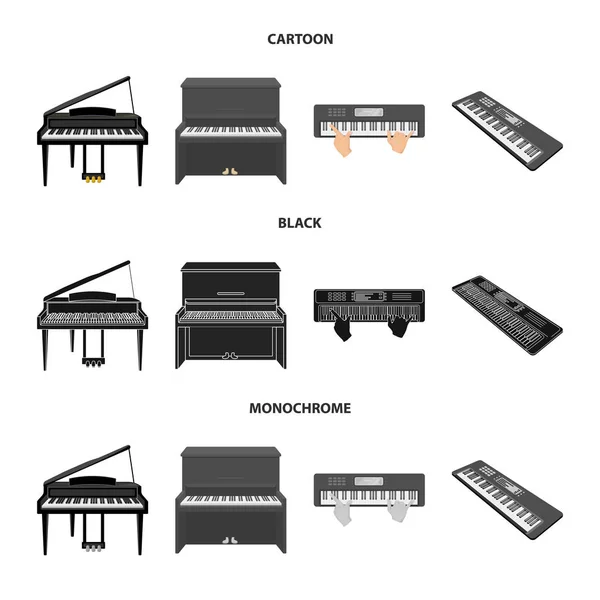 Illustrazione vettoriale della musica e del logo del pianoforte. Set di musica e canzone stock simbolo per il web . — Vettoriale Stock