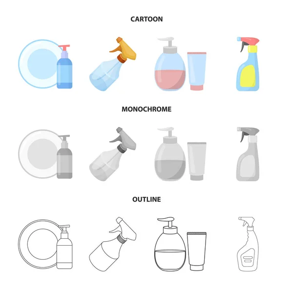 Illustrazione vettoriale dello spruzzatore e dell'icona del liquido. Raccolta dell'icona dello spruzzatore e del vettore dei pesticidi per le scorte . — Vettoriale Stock