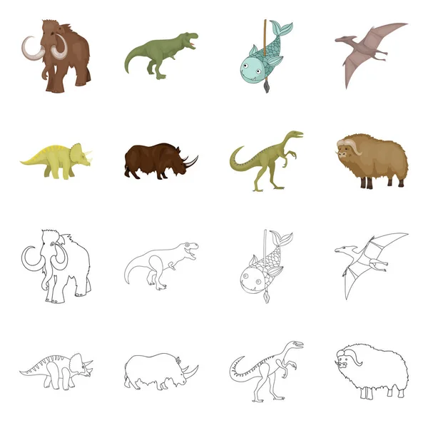 Ilustração vetorial do ícone de animal e personagem. Coleção de animais e antiga ilustração do vetor de estoque . — Vetor de Stock