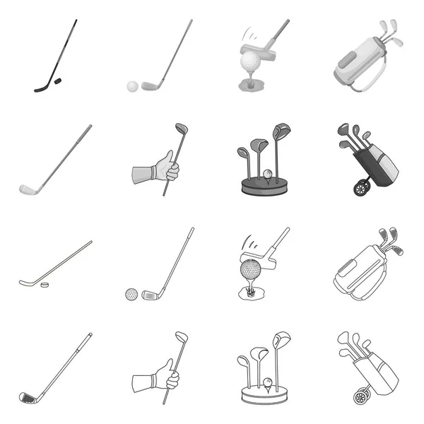 Izolált tárgy és Stick szimbólum. Gyűjteménye és Golf állomány vektor illusztráció. — Stock Vector