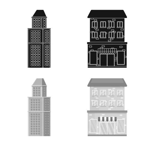 Vektor-Illustration von Gemeinde- und Ortsschildern. Set von Kommunal- und Nachlassvektorsymbolen für Aktien. — Stockvektor