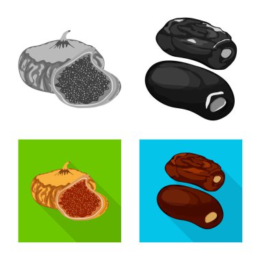 Gıda ve ham simge vektör Illustration. Gıda ve doğa hisse senedi vektör çizim topluluğu.