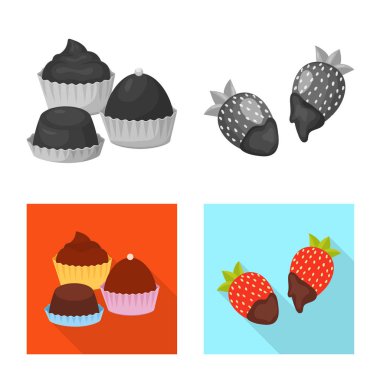 Gıda ve nefis simgesi yalıtılmış nesne. Gıda ve kahverengi hisse senedi vektör çizim koleksiyonu.