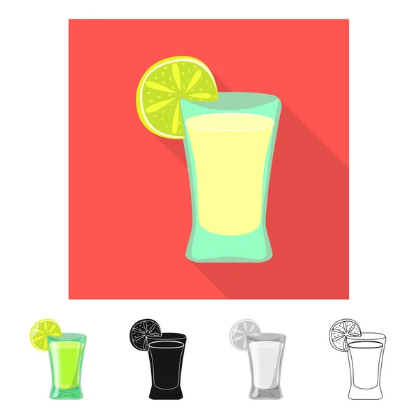 Isolated object of cocktail and glass icon. Collection of cocktail and lemon stock symbol for web. — Stock Vector