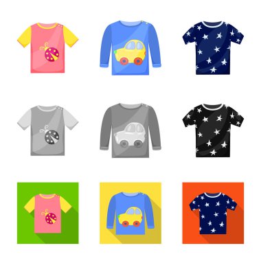 Moda ve giysi simgesi yalıtılmış nesne. Hisse senedi için moda ve pamuk vektör simge kümesi.