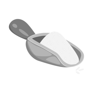 Kepçe ve pirinç simgesivektör tasarımı. Web için kepçe ve tahıl stok sembolü toplama.