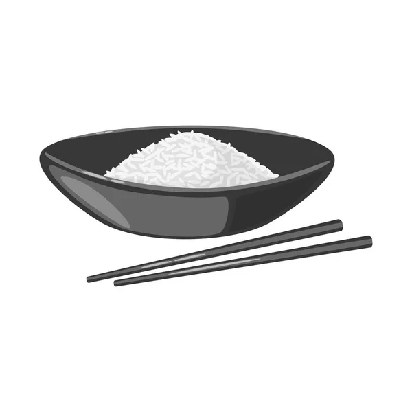 Isolated object of plate and rice icon. Collection of plate and short stock vector illustration. — Stock Vector