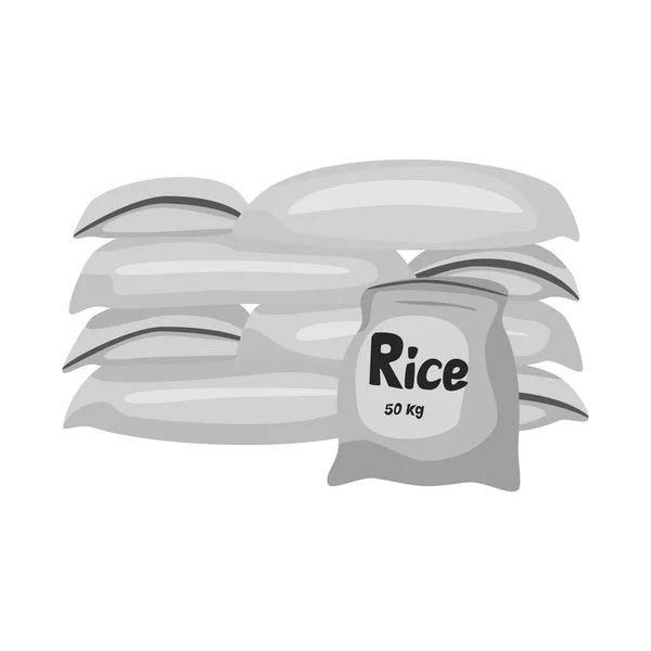 Illustrazione vettoriale del simbolo del sacchetto e del riso. Raccolta di borsa e illustrazione vettoriale stock all'ingrosso . — Vettoriale Stock