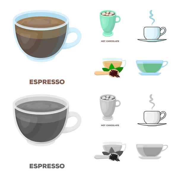 Isolated object of cup and coffe symbol. Set of cup and top stock symbol for web. — Stock Vector