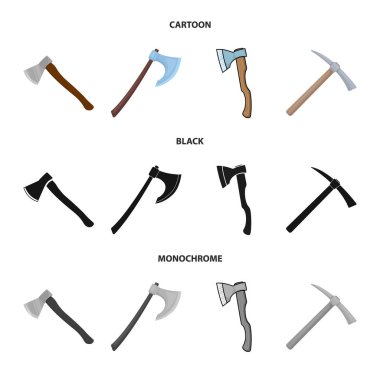 Balta ve çekiç işareti vektör tasarımı. Web için balta ve doğrama stok sembolü seti.