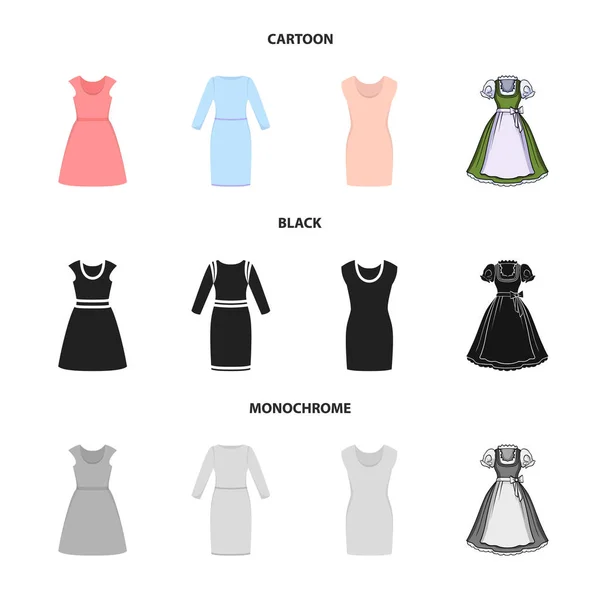 Diseño vectorial del icono del vestido y la ropa. Conjunto de vestido y el símbolo de stock de noche para la web . — Vector de stock