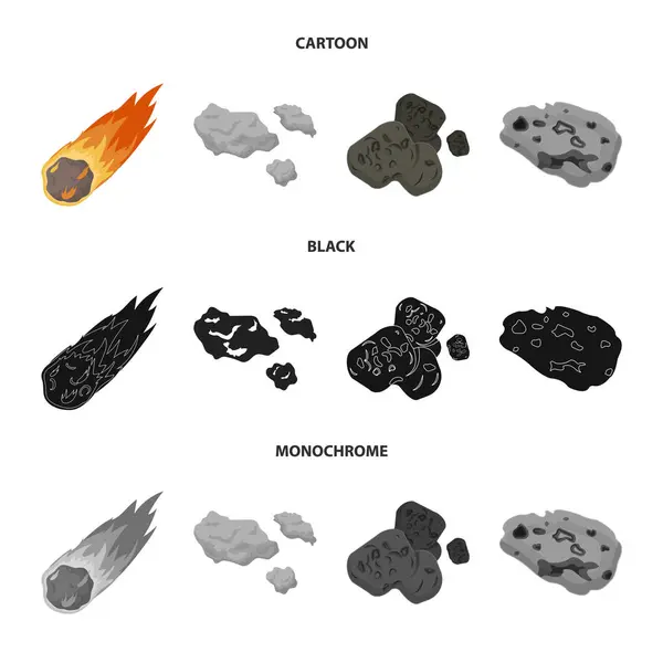 Illustrazione vettoriale di tiro e icona del fuoco. Set di sparatutto e asteroide stock simbolo per il web . — Vettoriale Stock