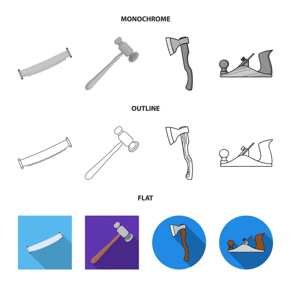 Ilustração vetorial de ferramenta e sinal de construção. Coleção de ferramenta e símbolo de estoque de carpintaria para web . — Vetor de Stock