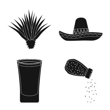 Karnaval ve ulusal simge izole nesne. Stok için karnaval ve tekila vektör simgesi seti.