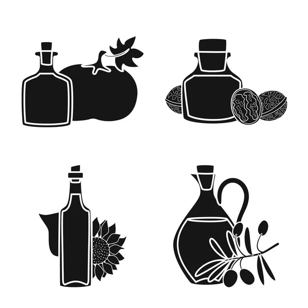 Illustrazione vettoriale del segno del petrolio e dell'agricoltura. Set di icone vettoriali olio e vetro per magazzino . — Vettoriale Stock