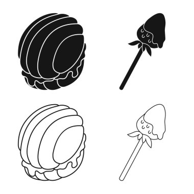 Şekerlemeler ve mutfak işareti vektör tasarımı. Şekerlemeler ve web için ürün hisse senedi simgesi.