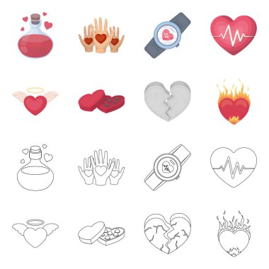 Soyut ve şekil simge vektör tasarımı. Hisse senedi için soyut ve sevgi vektör simge kümesi.