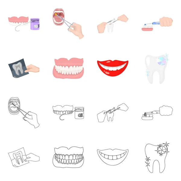 Diseño vectorial de diente y símbolo feliz. Colección de dientes y blanqueamiento stock vector ilustración . — Vector de stock