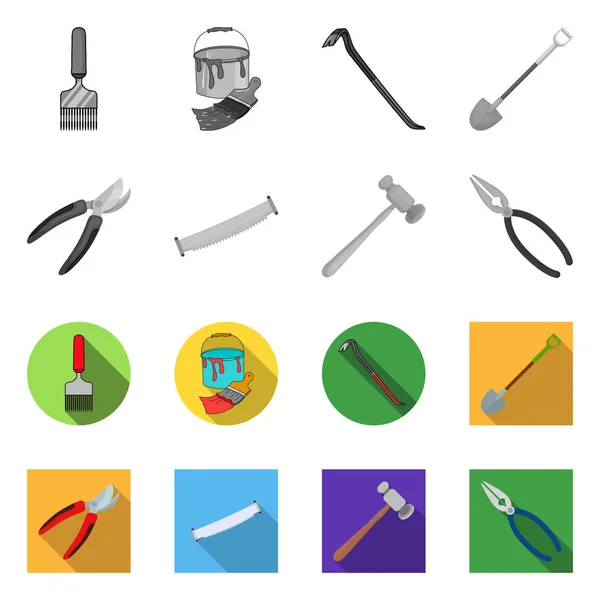 Vektor-Illustration von Werkzeug und Konstruktionssymbol. Sammlung von Vektor-Illustrationen für Werkzeuge und Tischlerei. — Stockvektor