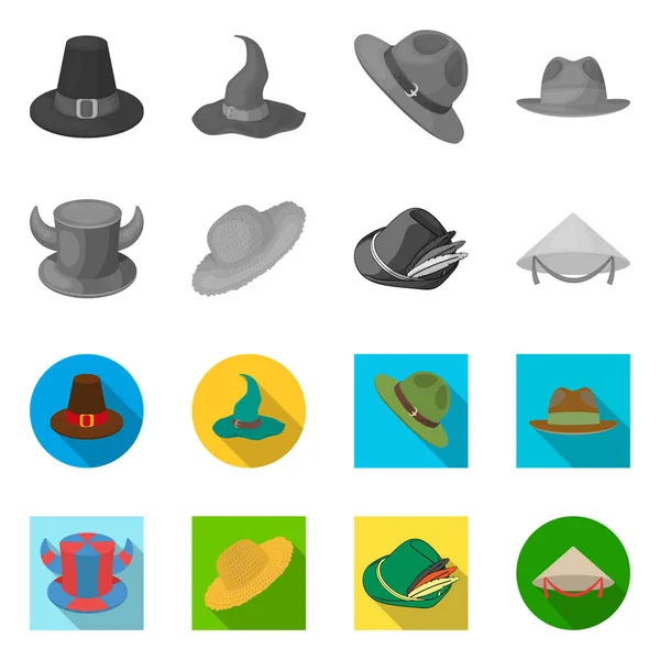Vector ontwerp van hoed en cap pictogram. Collectie van hoed en model aandelensymbool voor web. — Stockvector