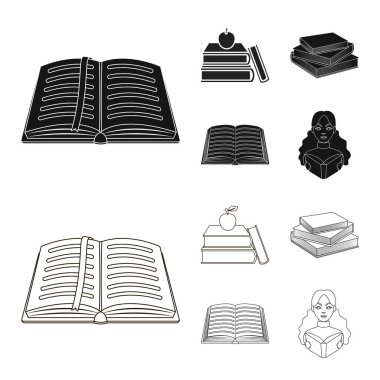 Kütüphane ve ders kitabı logo vektör tasarımı. Kütüphane ve okul hisse senedi vektör çizim topluluğu.