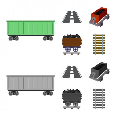 Demiryolu tasarımı vektör ve işareti tren. Web için demiryolu ve bir şekilde hisse senedi simgesi kümesi.