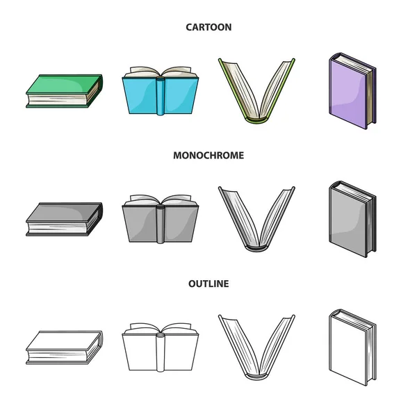 Illustration vectorielle du logo de la bibliothèque et du manuel. Ensemble d'illustrations vectorielles de bibliothèque et de stock scolaire . — Image vectorielle