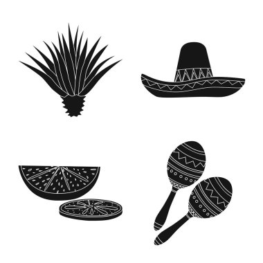 Karnaval vektör tasarımı ve ulusal logo. Web için karnaval ve tekila stok sembolü seti.