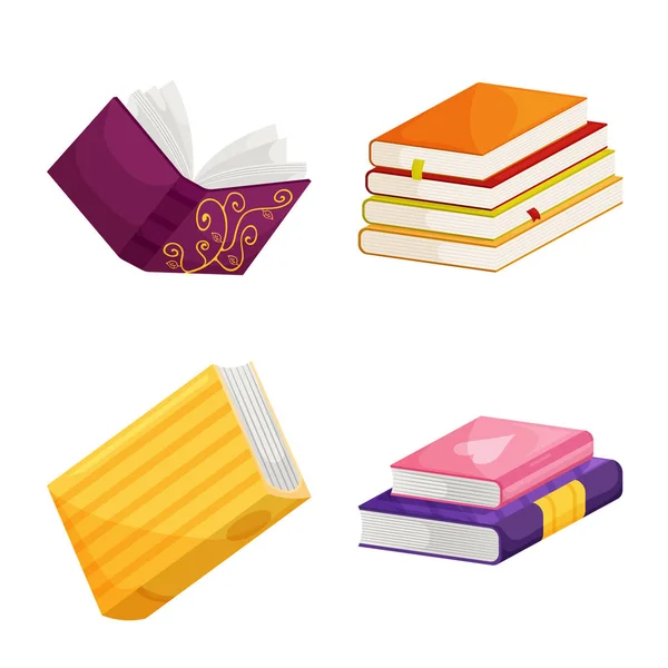 Illustrazione vettoriale della libreria e dell'icona della libreria. Raccolta di biblioteca e letteratura stock symbol per il web . — Vettoriale Stock