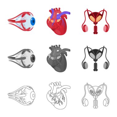 Biyoloji ve bilimsel simge yalıtılmış nesne. Biyoloji ve laboratuvar hisse senedi vektör çizim seti.