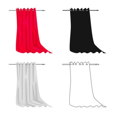 Perde ve ipek simgesivektör illüstrasyon. Stok için perde ve perde vektör simgesi koleksiyonu.