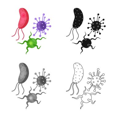 Bakteri ve virüs simgesiizole nesne. Bakteri seti ve laboratuvar stok vektör illüstrasyon.