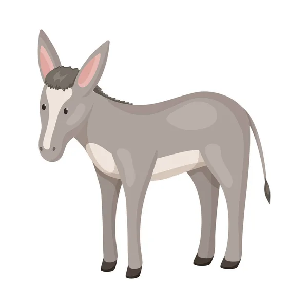 Geïsoleerd object van ezel en dierlijke icoon. Collectie van ezel en grijs Stock vector illustratie. — Stockvector
