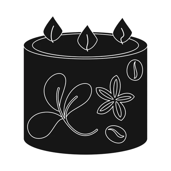 Vektor-Illustration von Kerze und aromatischem Zeichen. Sammlung von Kerzen und Kaffee-Vektor-Symbol für Aktien. — Stockvektor