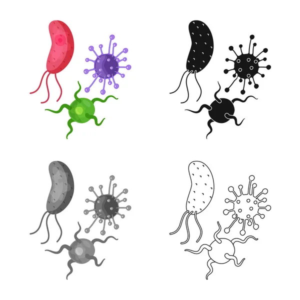 Objek terisolasi dari bakteri dan ikon virus. Set bakteri dan vektor saham laboratorium ilustrasi . - Stok Vektor
