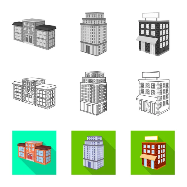 Vectorillustratie van bouw en symbool. Verzameling van bouw en landgoed vector pictogram voor voorraad. — Stockvector