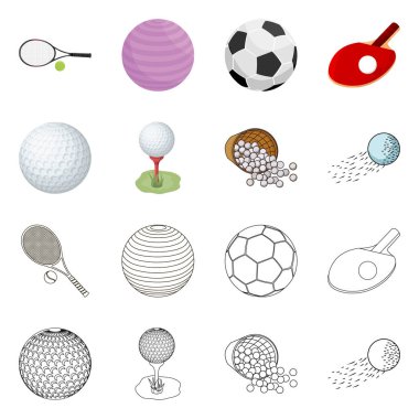 Topu ve futbol simge vektör tasarımı. Web için topu ve basketbol hisse senedi simgesi kümesi.